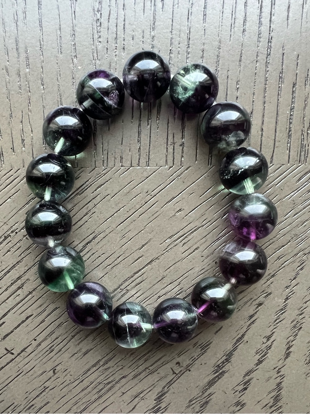 Fluorite bracelet 14mm SIZE 7’ - Picture 3 of 5